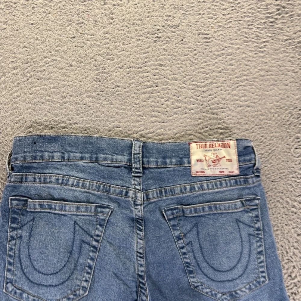True Religion Ricky Shorts Mens 34 Blue Cotton Denim Bermuda Relaxed Fit Raw Hem